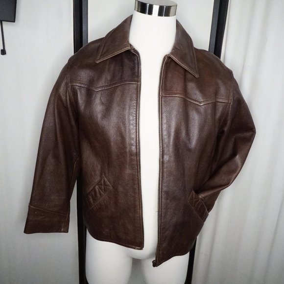 Colebrook Leather Bomber Jacket Brown M - Picture 9 of 11
